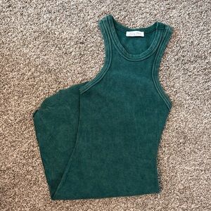 Forest Green Ribbed Tank Top Dress